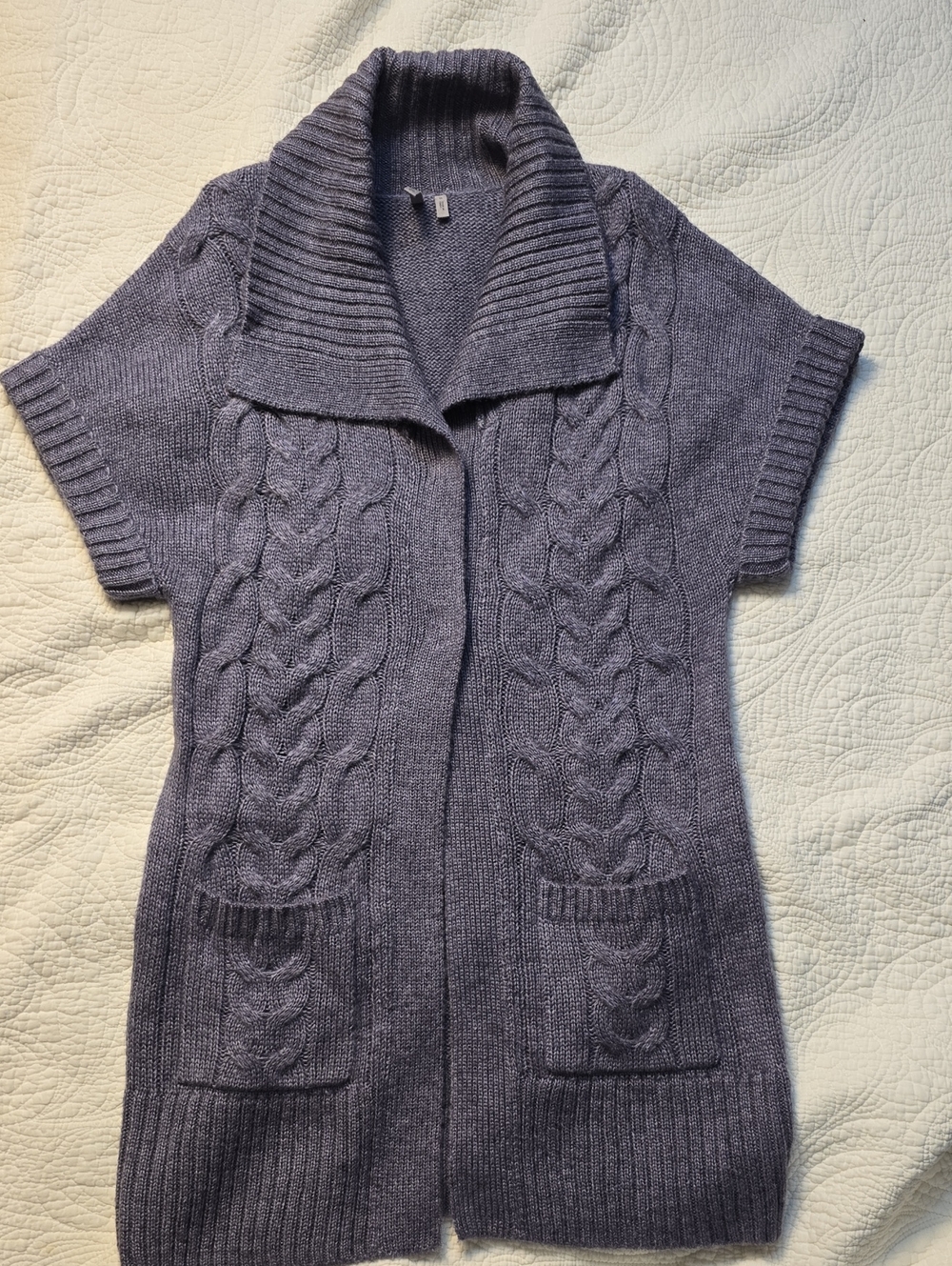 Caslon Lavender Cable-Knit Short Sleeve Cardigan